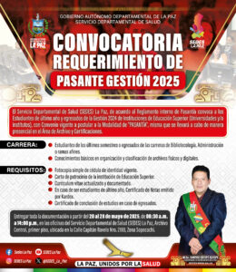 CONVOCATORIA REQUERIMIENTO DE PASANTÍA