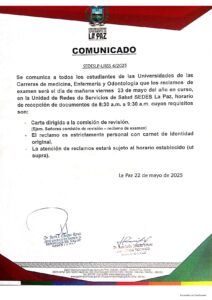 COMUNICADO EXAMEN SSSRO 2025