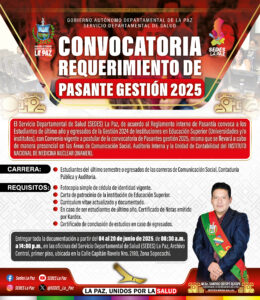 CONVOCATORIA REQUERIMIENTO DE PASANTÍA