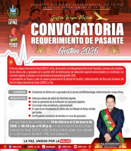 CONVOCATORIA PASANTÍA CARRERA DE BIBLIOTECOLOGÍA, ADMINISTRACIÓN