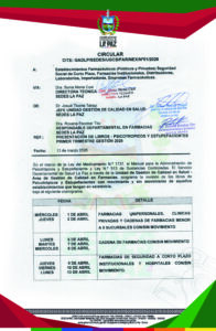 CIRCULAR 01 - PRESENTACIÓN DE LIBROS PSICOTRÓPICOS PRIMER TRIMESTRE